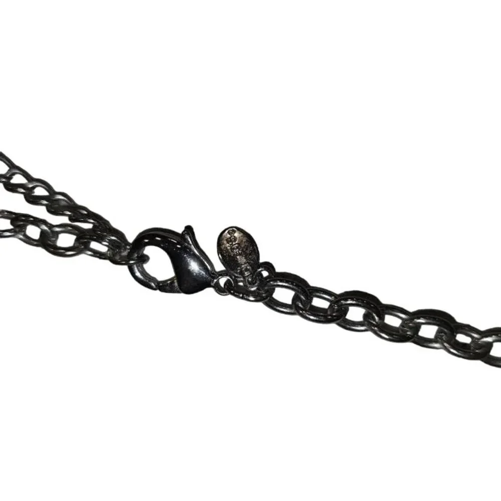Chicos Leopard Print & Silver Tone Chain Belt 40 inches